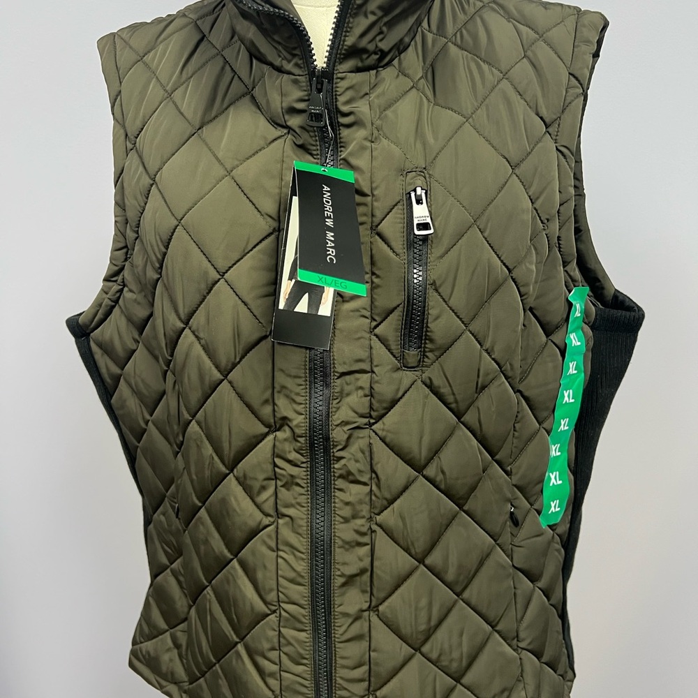 Andrew Marc Olive Quilted Vest
